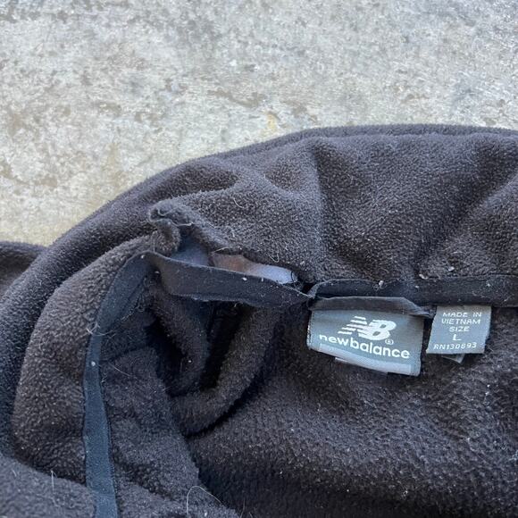 New Balance Hybrid Fleece Puffer Jacket Large Black Full Zip Core Warmth Coat - Picture 7 of 7